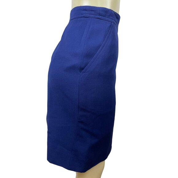 Escada Women’s Navy Blue Zip Up Knee Length Skirt Sz 38 - Picture 3 of 7